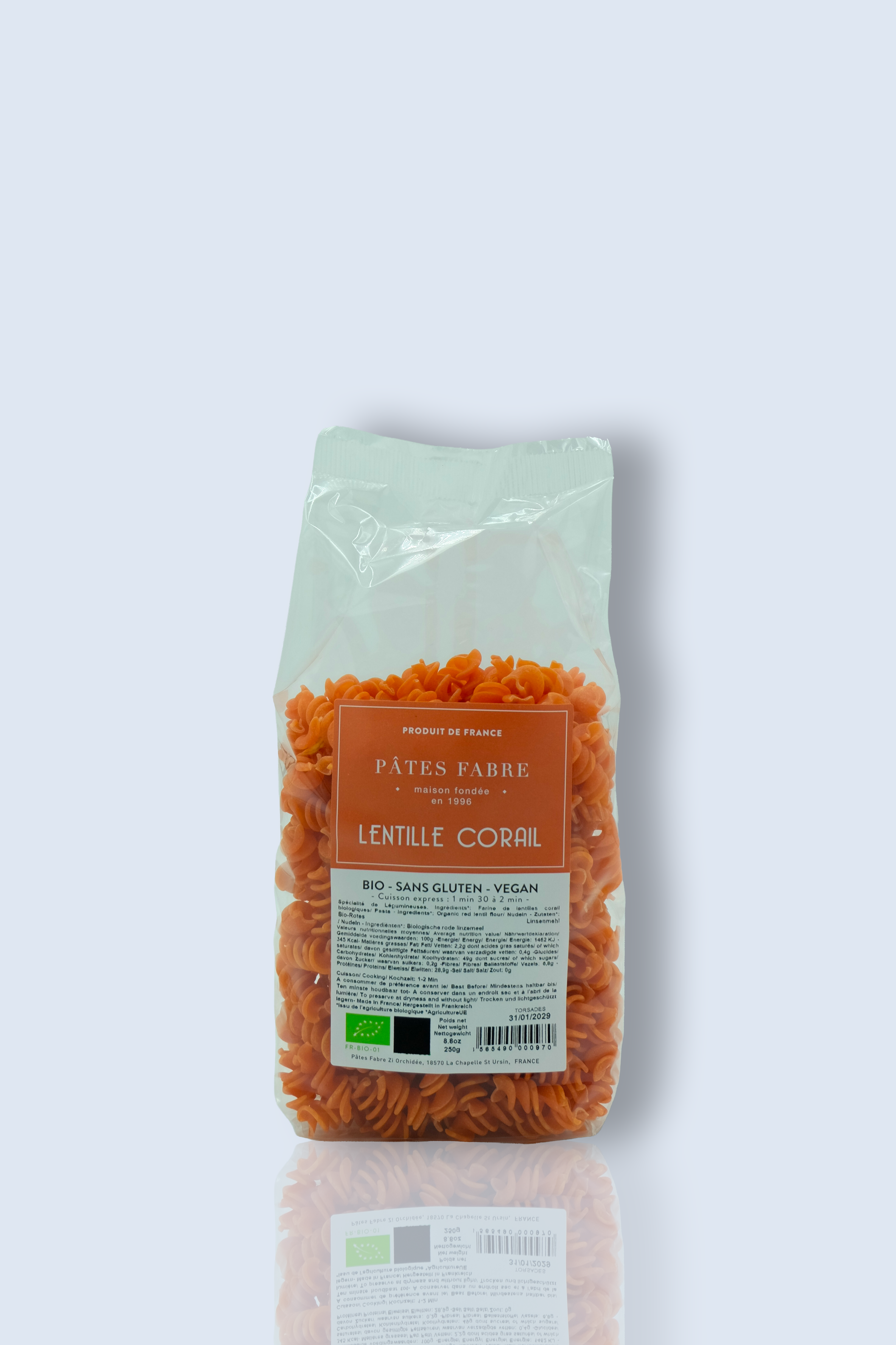 Pâtes BIO - Torsade 100% Lentilles Corail